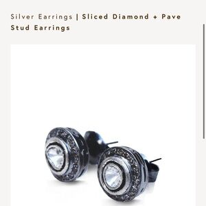 Silver Sliced Diamond Pave Stud Earrings